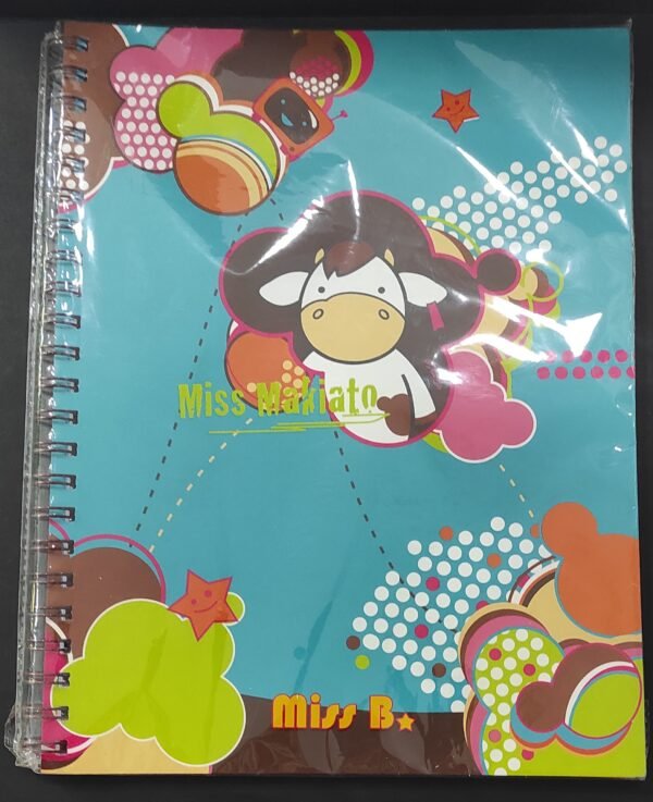Caderno espiral A4 pautado Miss Makiato azul turquesa