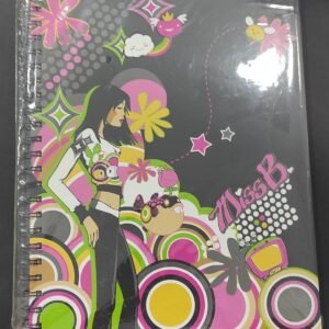 Caderno espiral A4 capa dura pautado preto Miss B