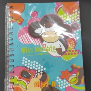 Caderno espiral A5 pautado Miss Makiato azul turquesa