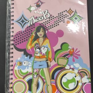 Caderno espiral A4 capa dura pautado Miss B rosa