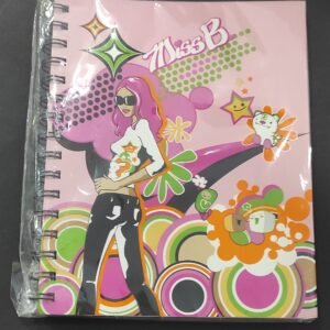 Caderno espiral A5 pautado Miss B rosa