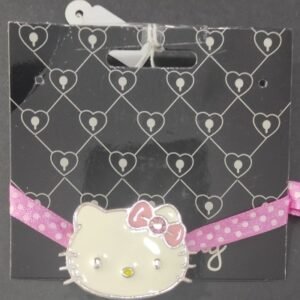 Pulseira de fita cor de rosa com figura em metal
