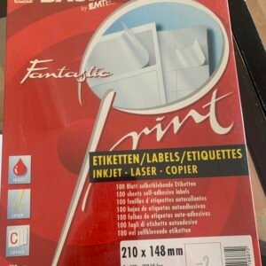 Caixa de 100 folhas de etiquetas autocolantes para inkjet e laser - 210x148mm