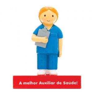 A melhor auxiliar de saúde - figura em resina pintada á mão com caixa incluída