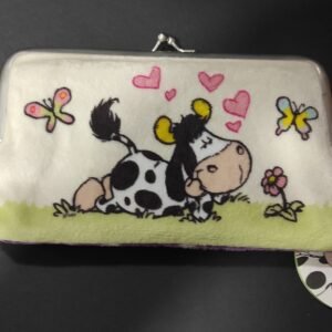 Carteira retangular em peluche vaquinha