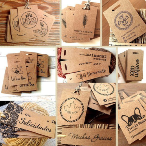Etiquetas personalizáveis em cartão para frascos, garrafas ou prendas