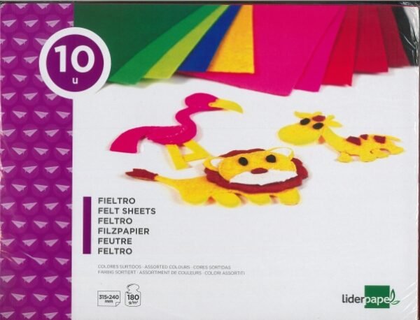 Bloco com 10 folhas cores variadas de feltro A4