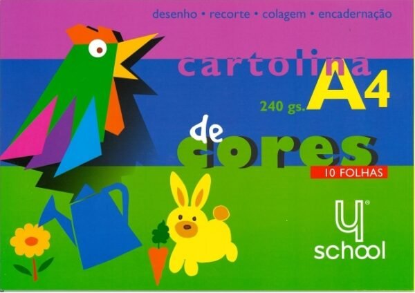 Bloco 10 folhas cartolina A4 cores sortidas