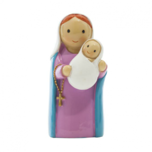 Figura em resina pintada á mão - A virgem e o menino