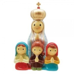 Figura em resina pintada á mão - Aparição Senhora de Fátima